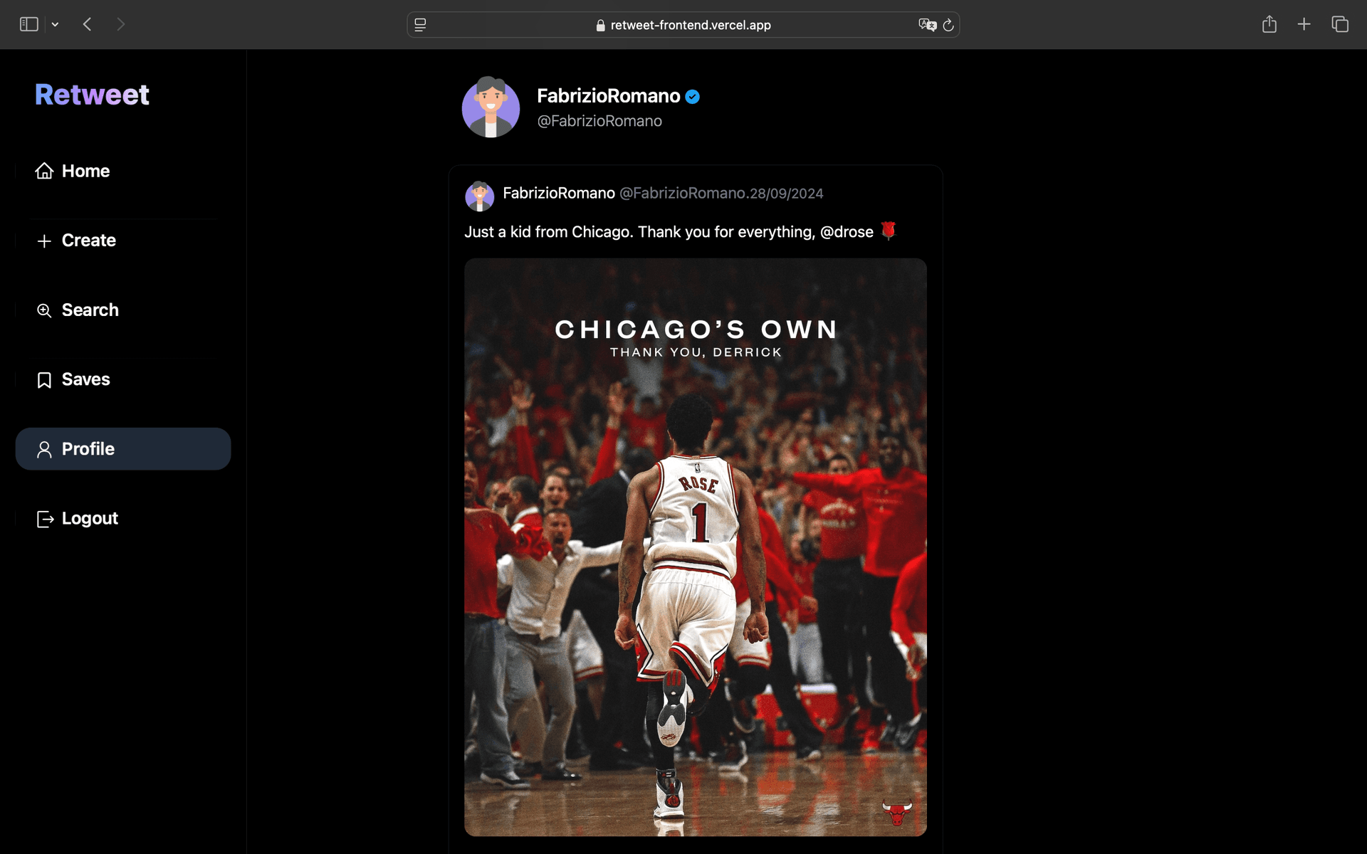 Retweet project screenshot